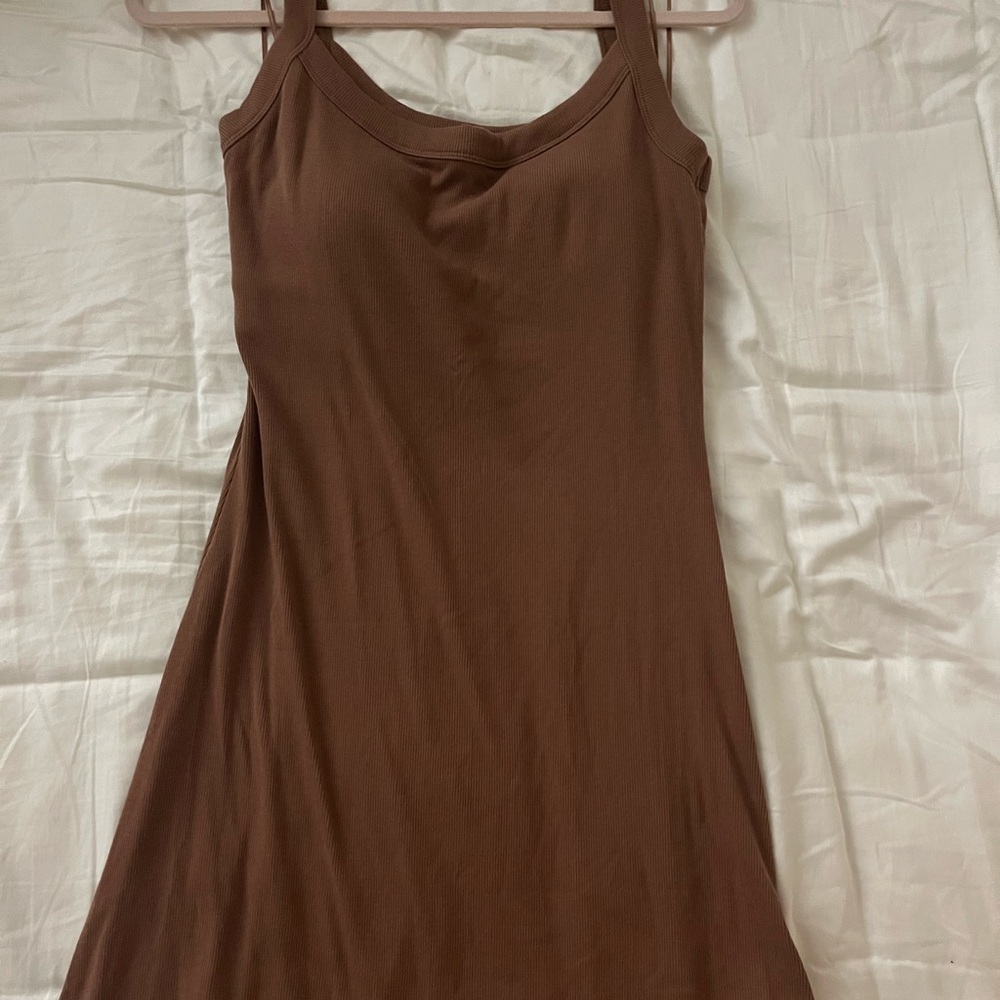 Abercrombie & Fitch Brown Bra-Free Ribbed Dress